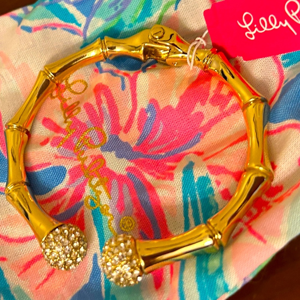 Lilly Pulitzer Gold Bamboo Cuff Hinged Bracelet